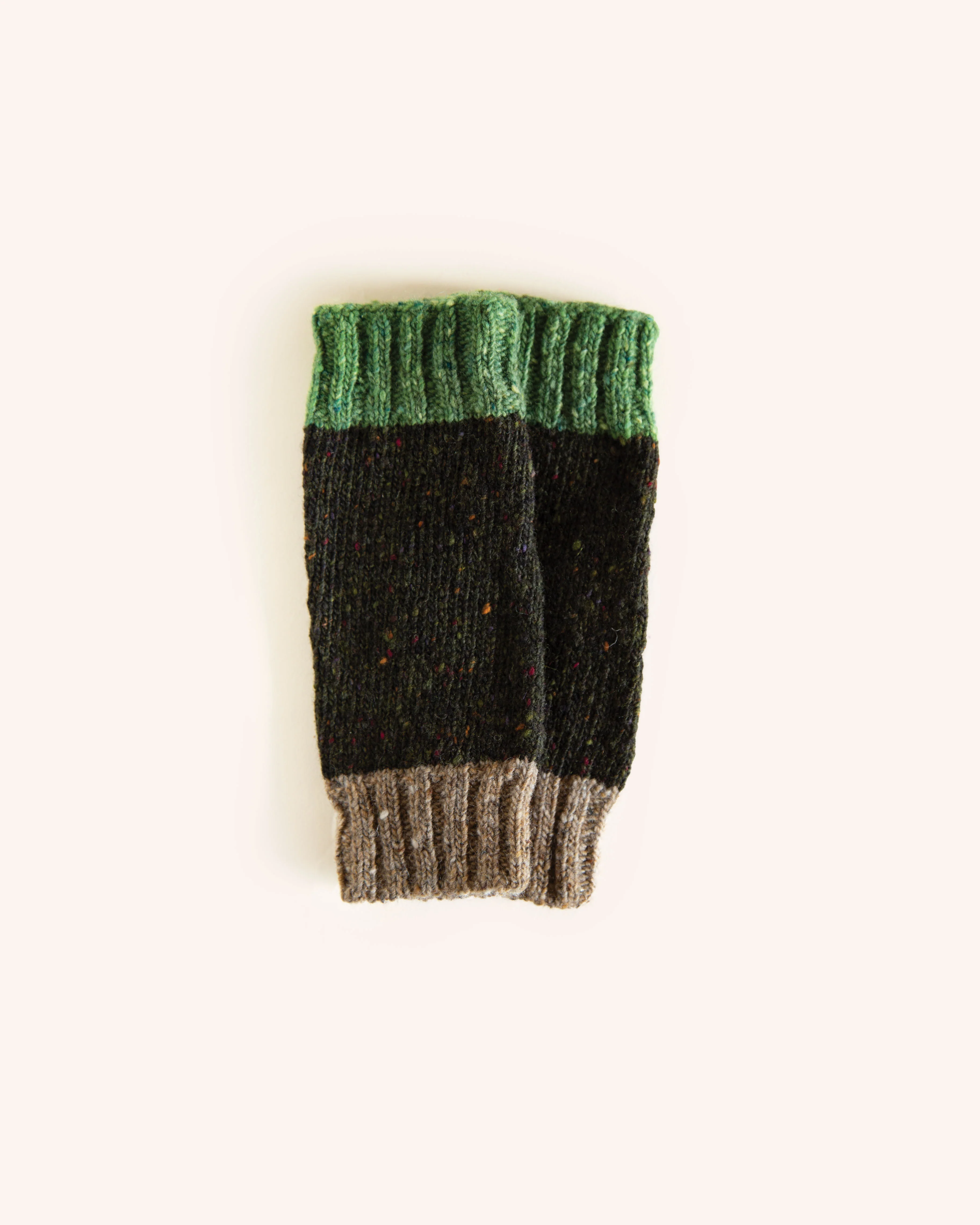 Donegal Wool Wrist Warmers - Dark Speckle Green - Image 2