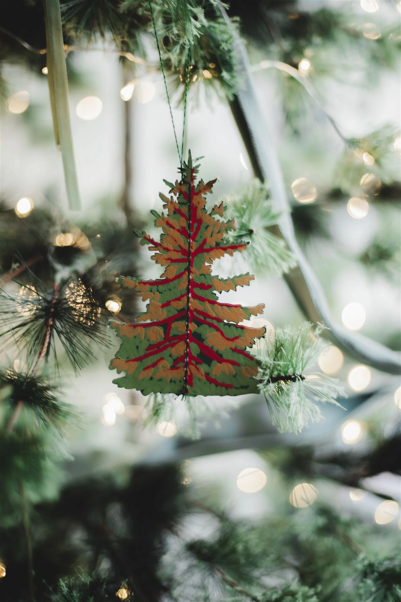 Forest Paper Christmas Tree Decorations Set of 4 - Image 3