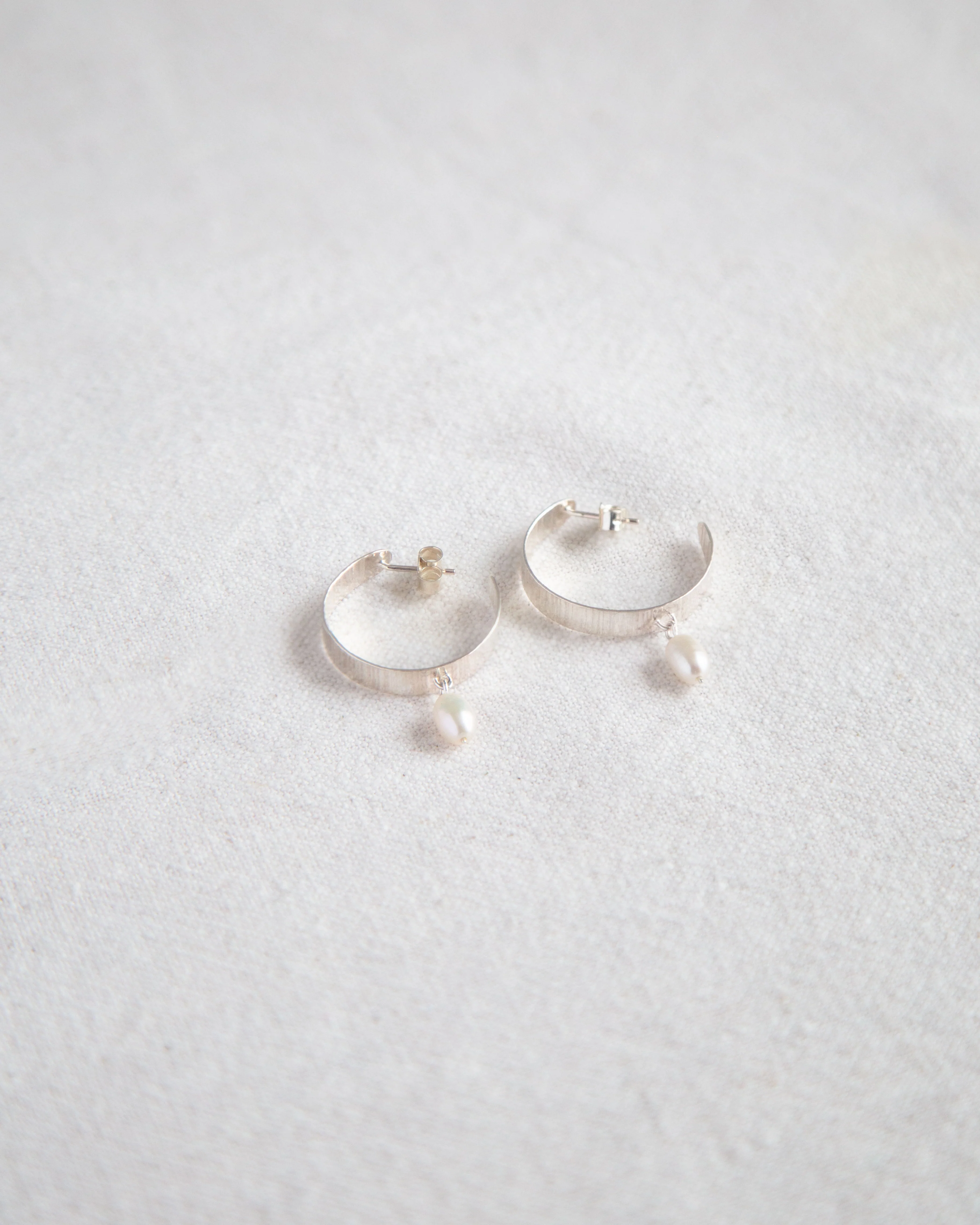 Inverse Pearl Hoops - Silver - Image 2