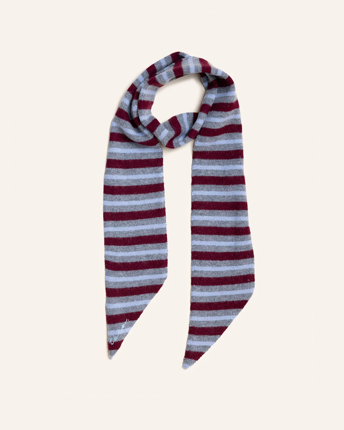 Merino Wool Neck Tie in Burgundy Stripe - Image 3