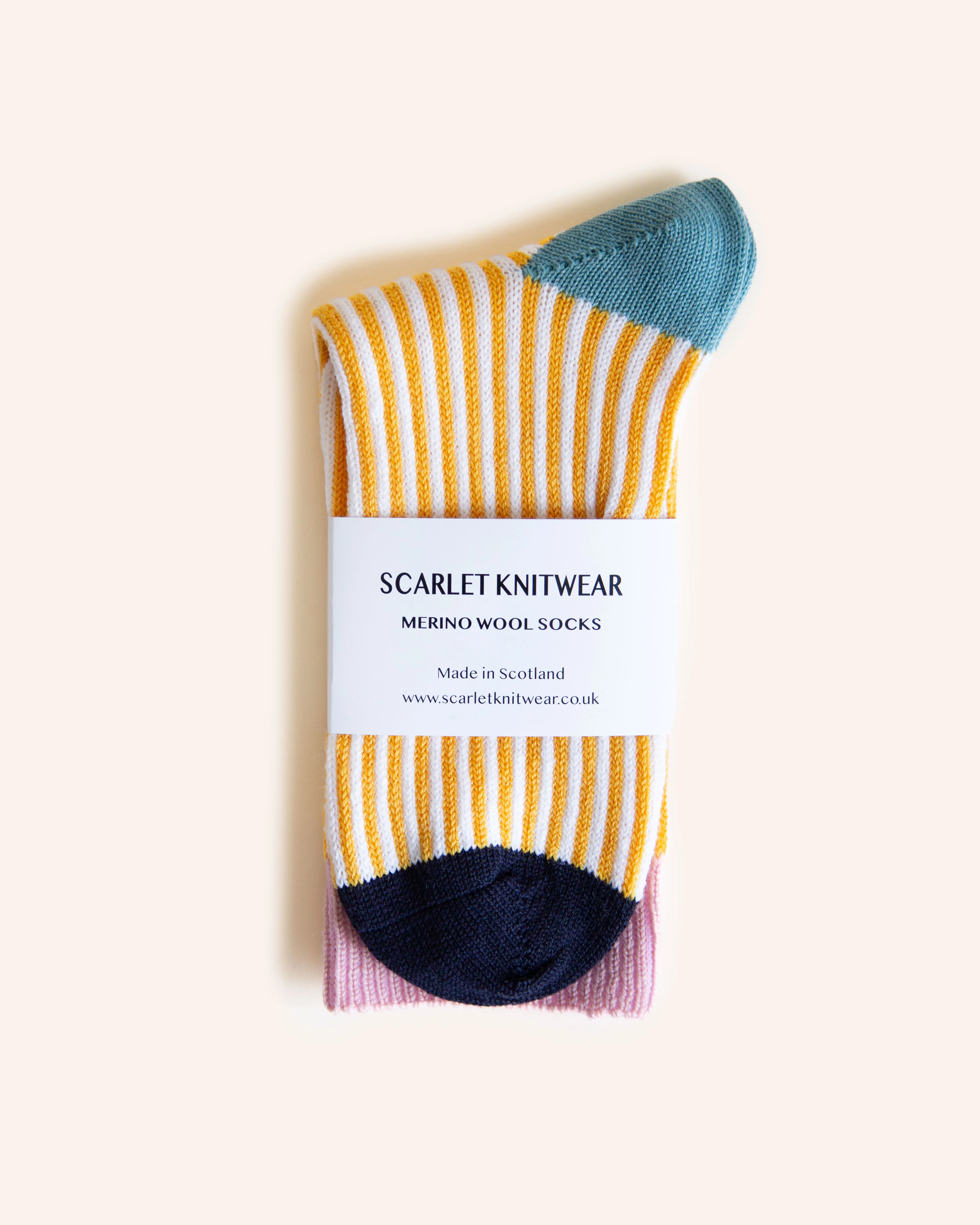 Merino Wool Socks - Yellow/White 4-7 - Image 2
