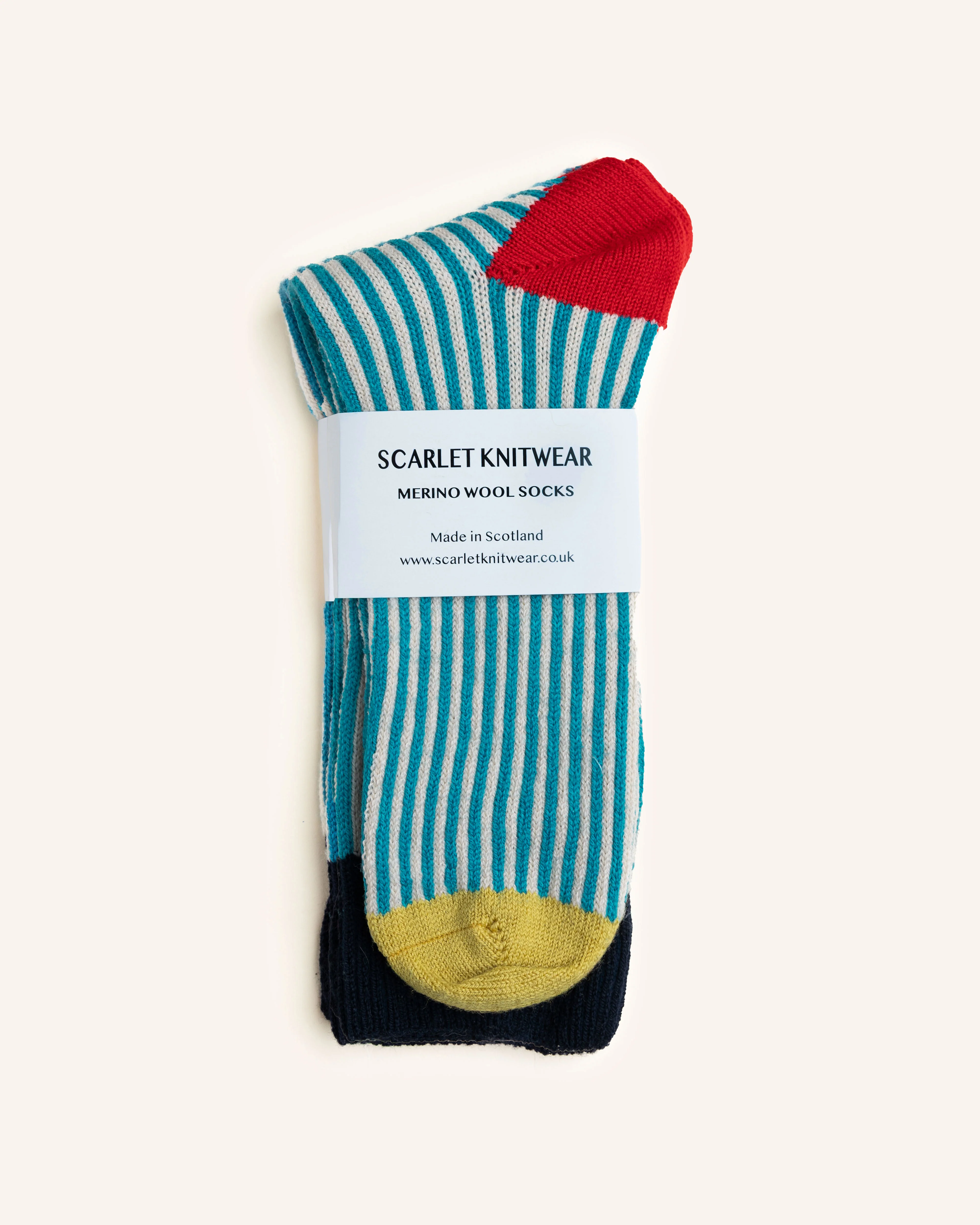 Merino Wool Socks – Blue/Cream 6-11 - Image 2