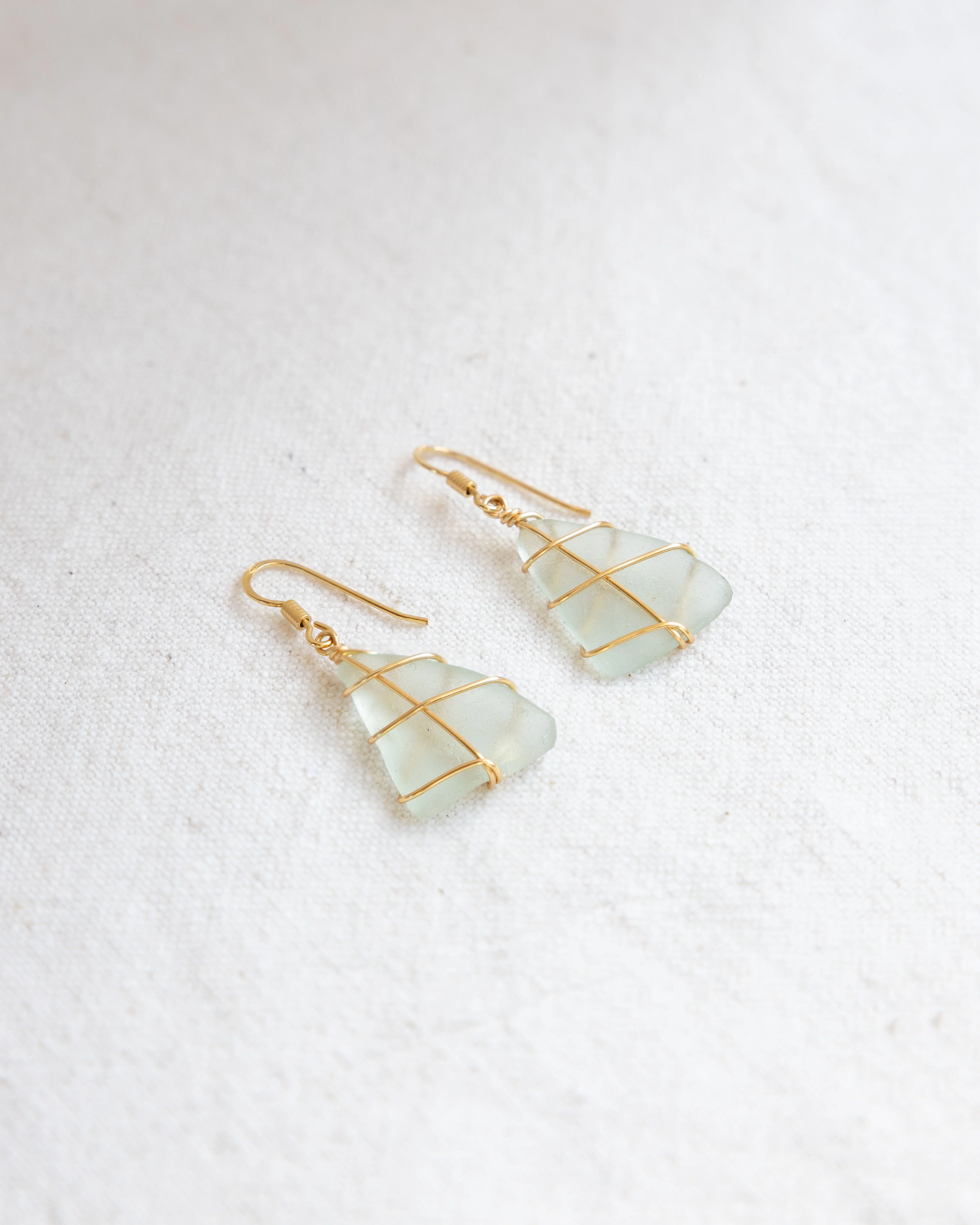 Skye Sea Glass Wire Earrings – Gold - Image 2