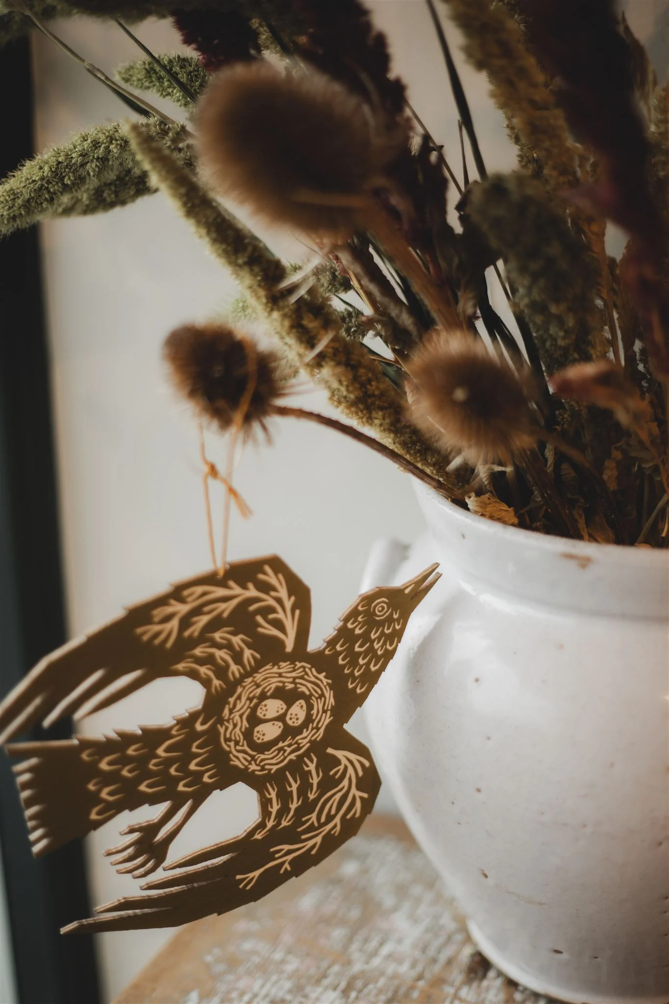 Woodland Bird Screenprinted Wooden Decoration - Image 3
